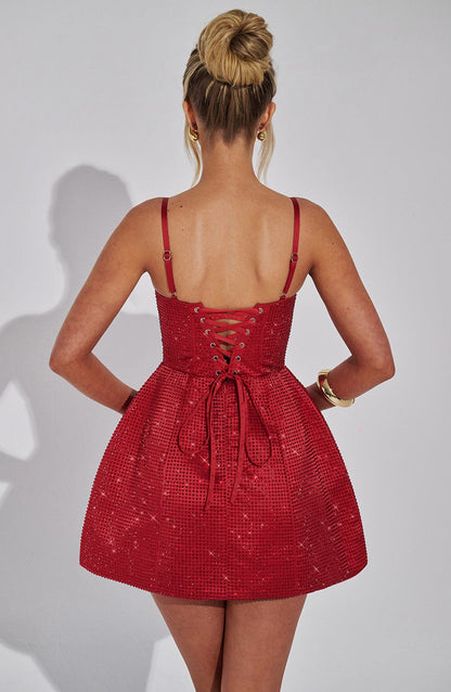 Rhinestone Corset A-Line Mini Dress