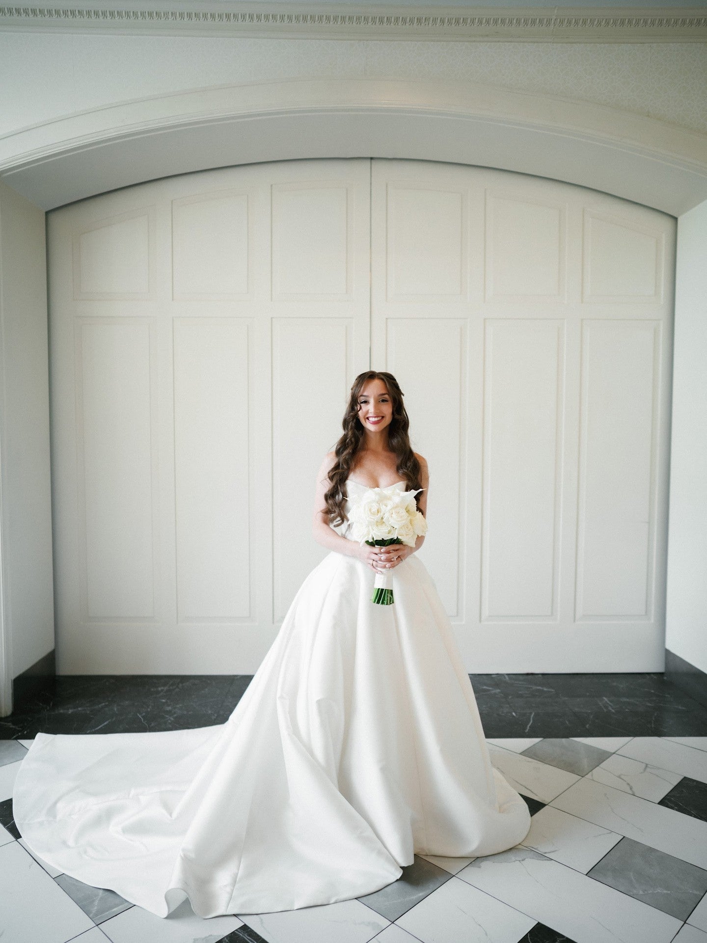 Strapless Ball Gown Wedding Dress with Pleated Skirt