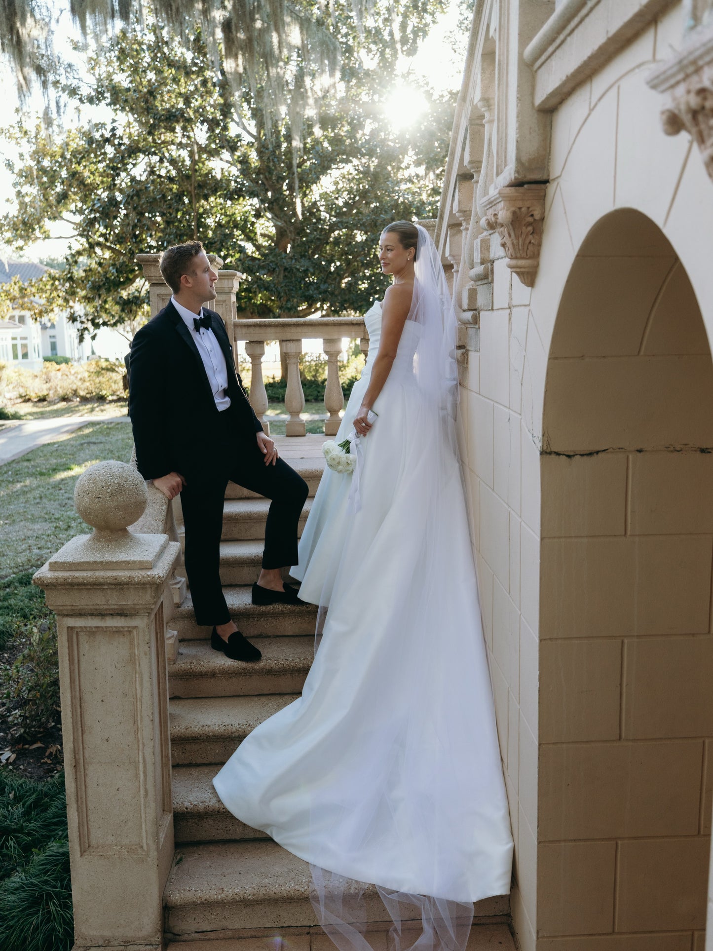 Strapless Ruched Bodice Wedding Dress with Train