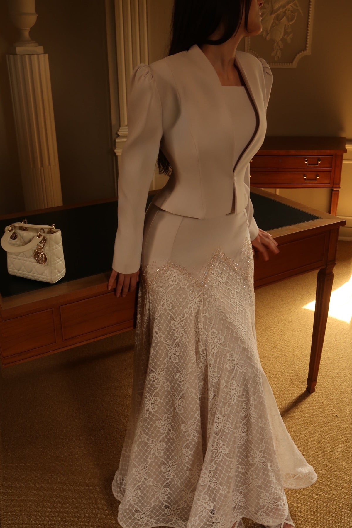 Mermaid Dress Set with Lace Skirt and Jacket