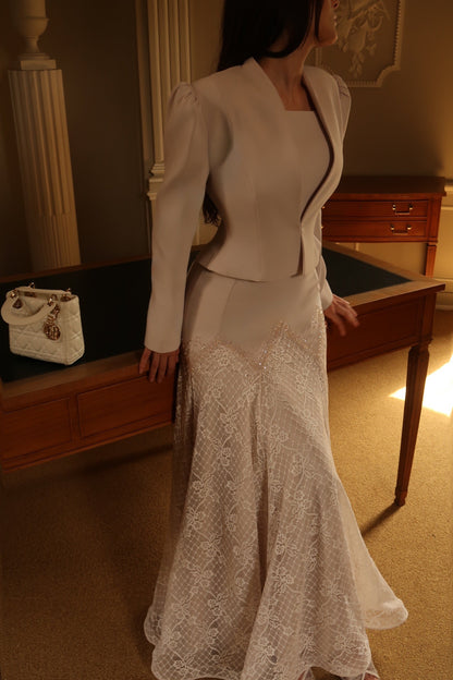 Mermaid Dress Set with Lace Skirt and Jacket