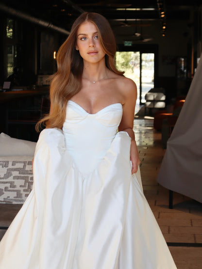 Strapless Basquewrapt Ball Gown Wedding Dress