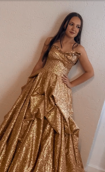 Glitter Ball Gown with Pick-Up Skirt