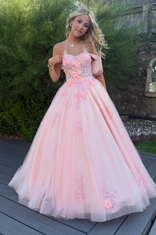 Floral Applique Sweetheart Corset Ball Gown