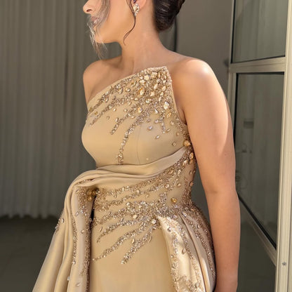 A-Line Rhinestone Sleeveless Evening Dress