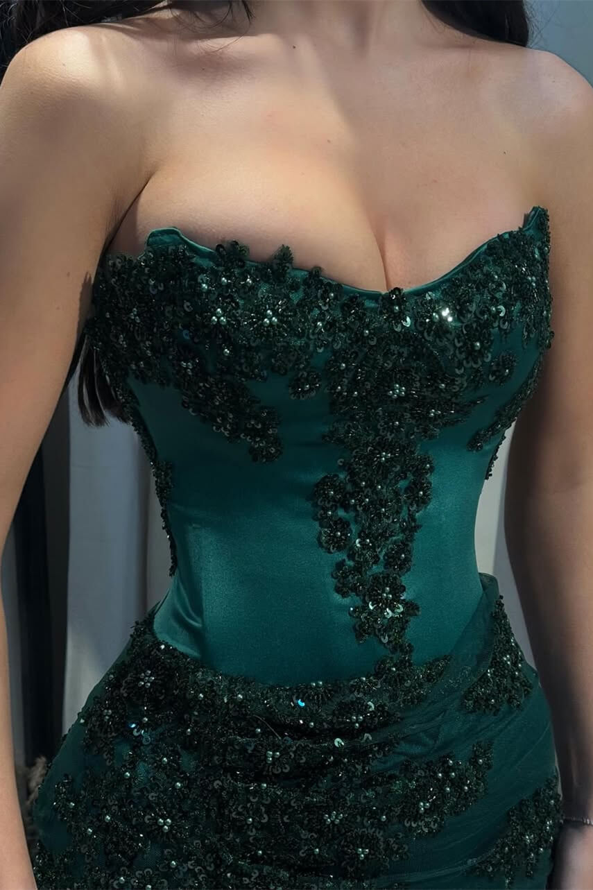 Sweetheart Sleeveless Fully Sequined Beaded Applique Tulle Floor-Length Mermaid Prom Dress