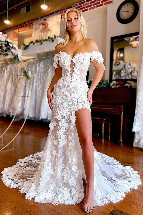 Charming Mermaid Sweetheart White Wedding Dress