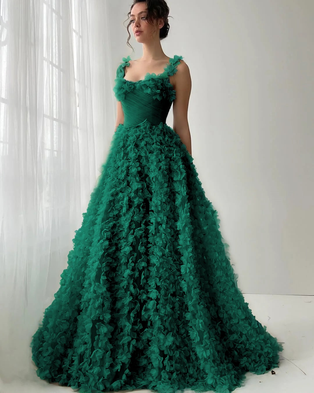 Square Neck Spaghetti Straps Sleeveless Long A-Line Prom Dress