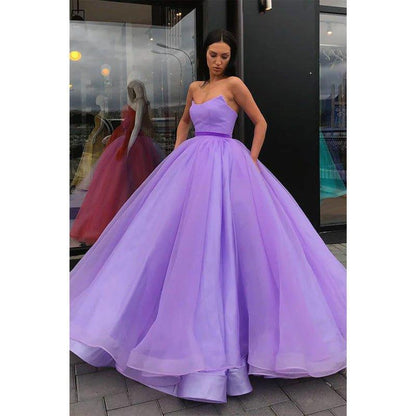 Ball Gown Strapless Long Prom Dress with Pockets