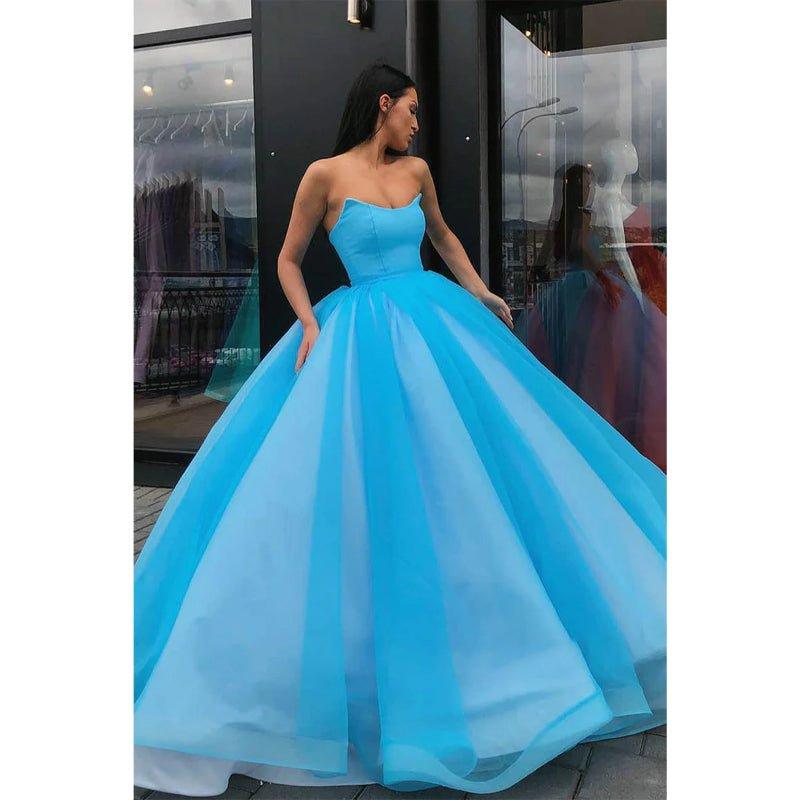 Ball Gown Strapless Long Prom Dress with Pockets