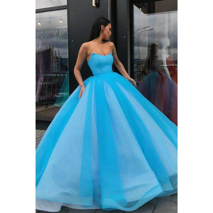Ball Gown Strapless Long Prom Dress with Pockets