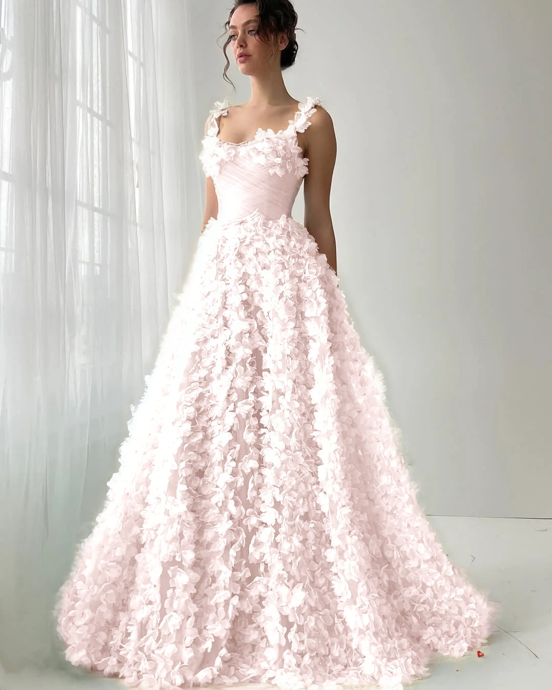 Square Neck Spaghetti Straps Sleeveless Long A-Line Prom Dress