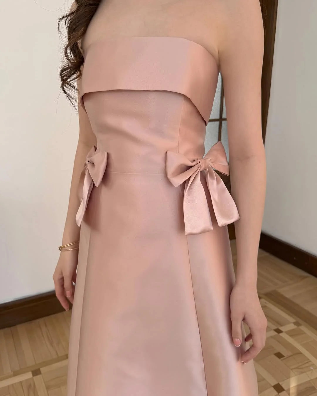 Dark Pink Strapless A-Line Prom Dress With Bow