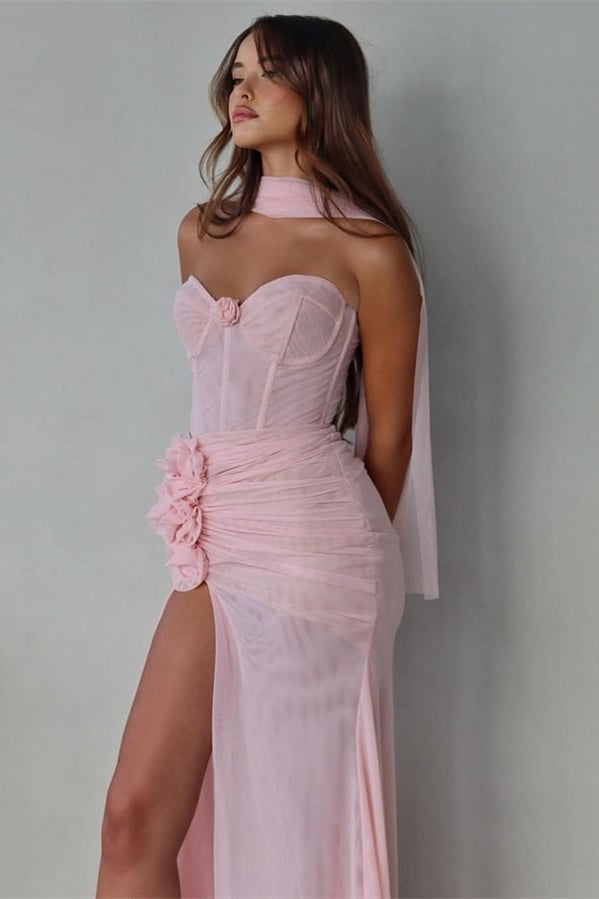 Beautiful Pink Sweetheart Chiffon Prom Dress