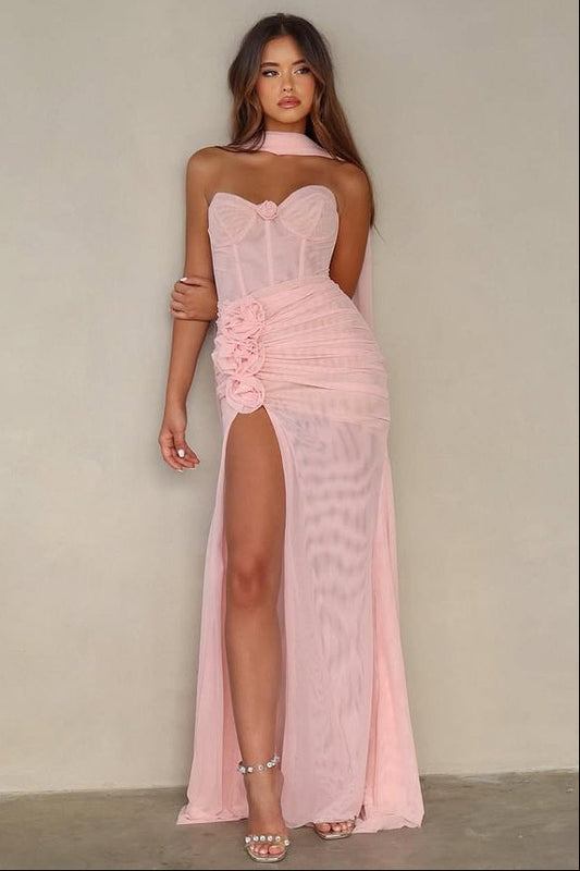 Beautiful Pink Sweetheart Chiffon Prom Dress