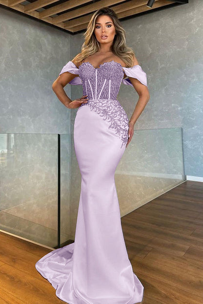 White Sweetheart Off the Shoulder Mermaid Evening Dress