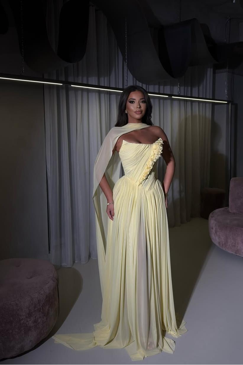 Strapless Sleeveless Long Pleated A-Line Prom Dress