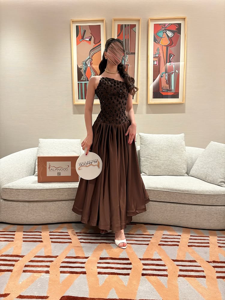 Strapless Sleeveless Sparkl Beaded Ruched A-Line Evening Dress Ankle-Length