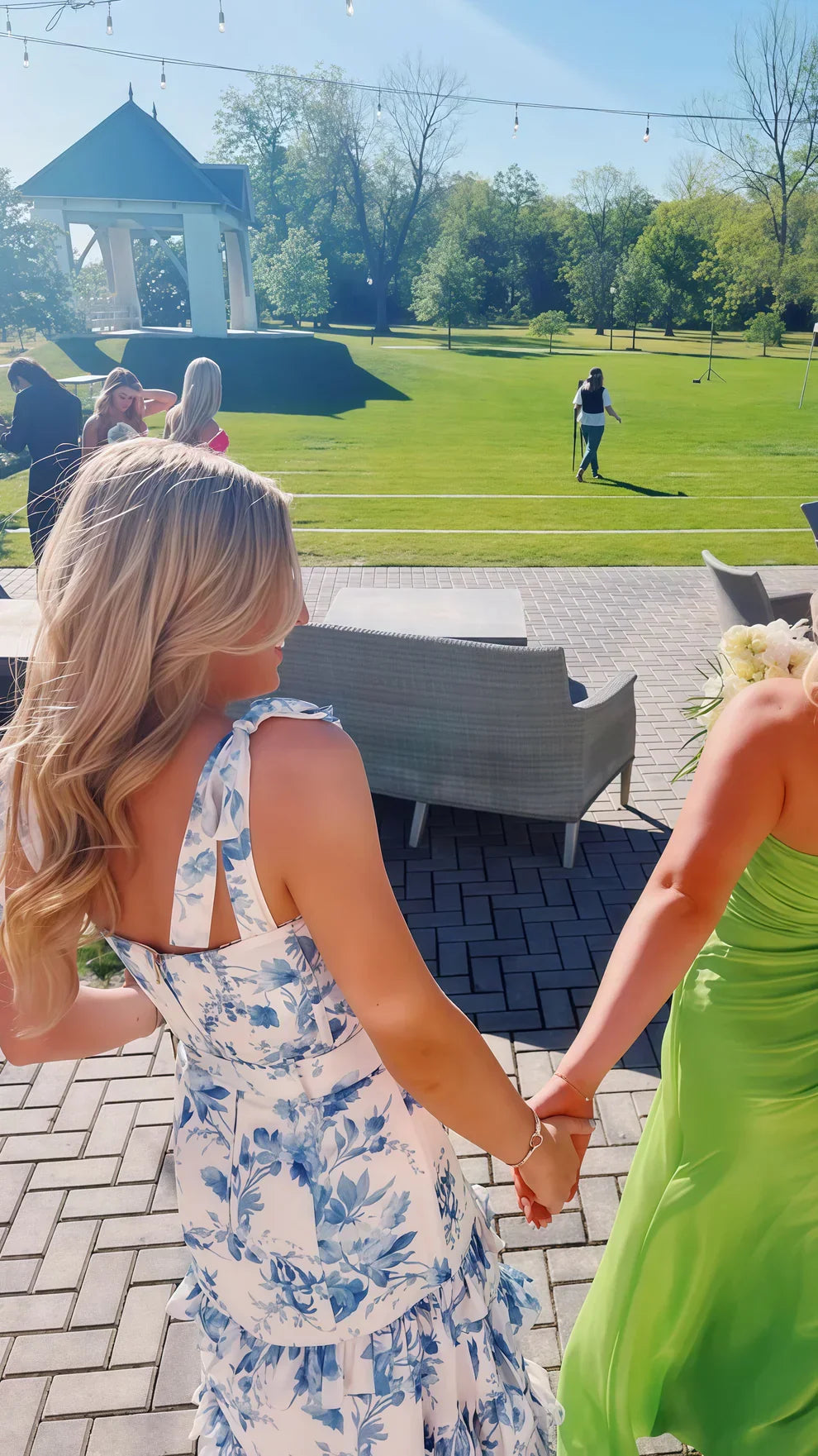 Blue Floral Senior Prom Dress Ruffles Tiered Evening Dress