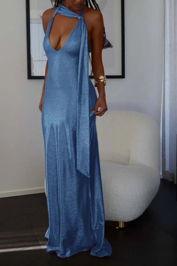 Pearl Pink Halter V-neck Sheath Shining Prom Dress ZT0665