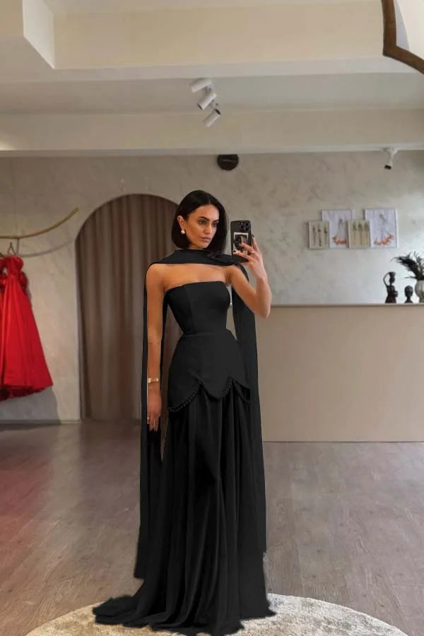 Ivory Strapless Pearls Spliced Prom Dress ZT0685