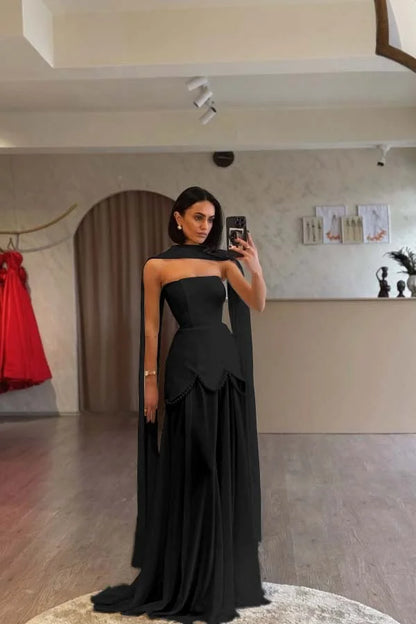 Ivory Strapless Pearls Spliced Prom Dress ZT0685