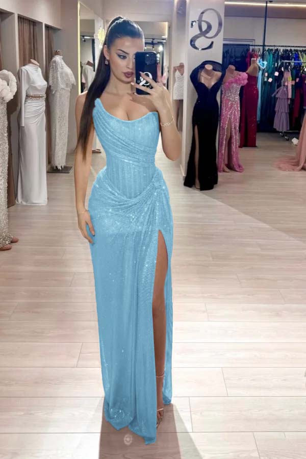 Strapless Sleeveless Mermaid Long Evening Formal Dress With High Split