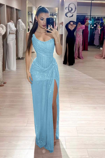 Strapless Sleeveless Mermaid Long Evening Formal Dress With High Split