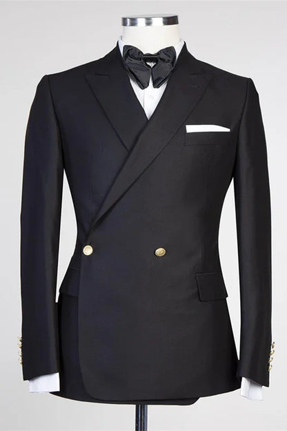 Formal Black Business Bespoke Prom Suit Gentle Peaked Lapel For Man