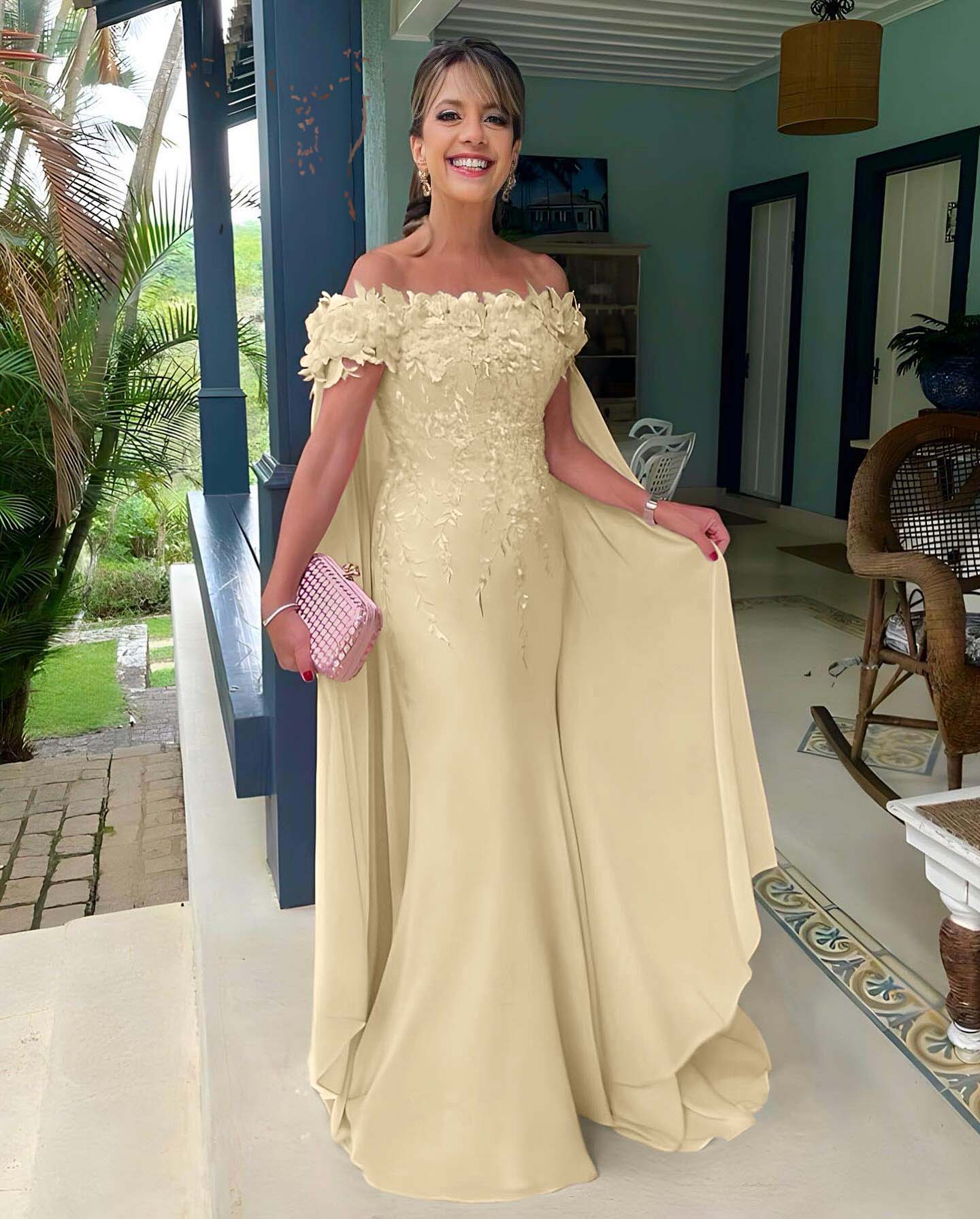 Off the Shoulder Sleeveless Long Mermaid Prom Dress With Appliques