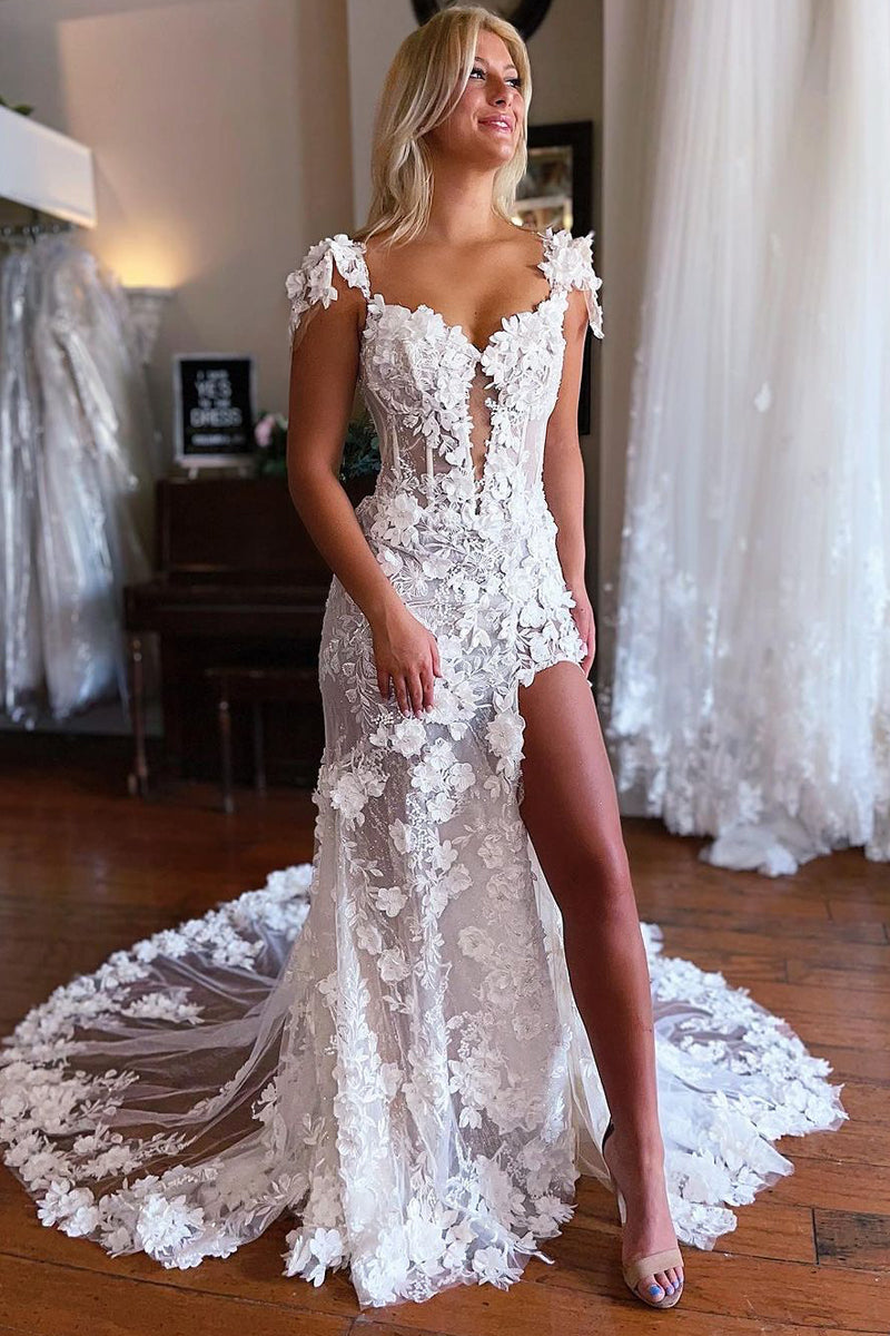 Charming Mermaid Sweetheart White Wedding Dress