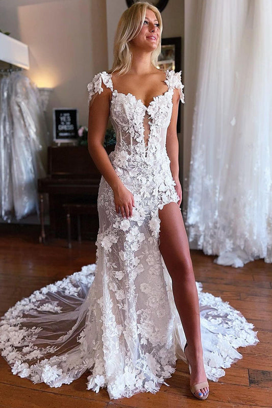 Charming Mermaid Sweetheart White Wedding Dress