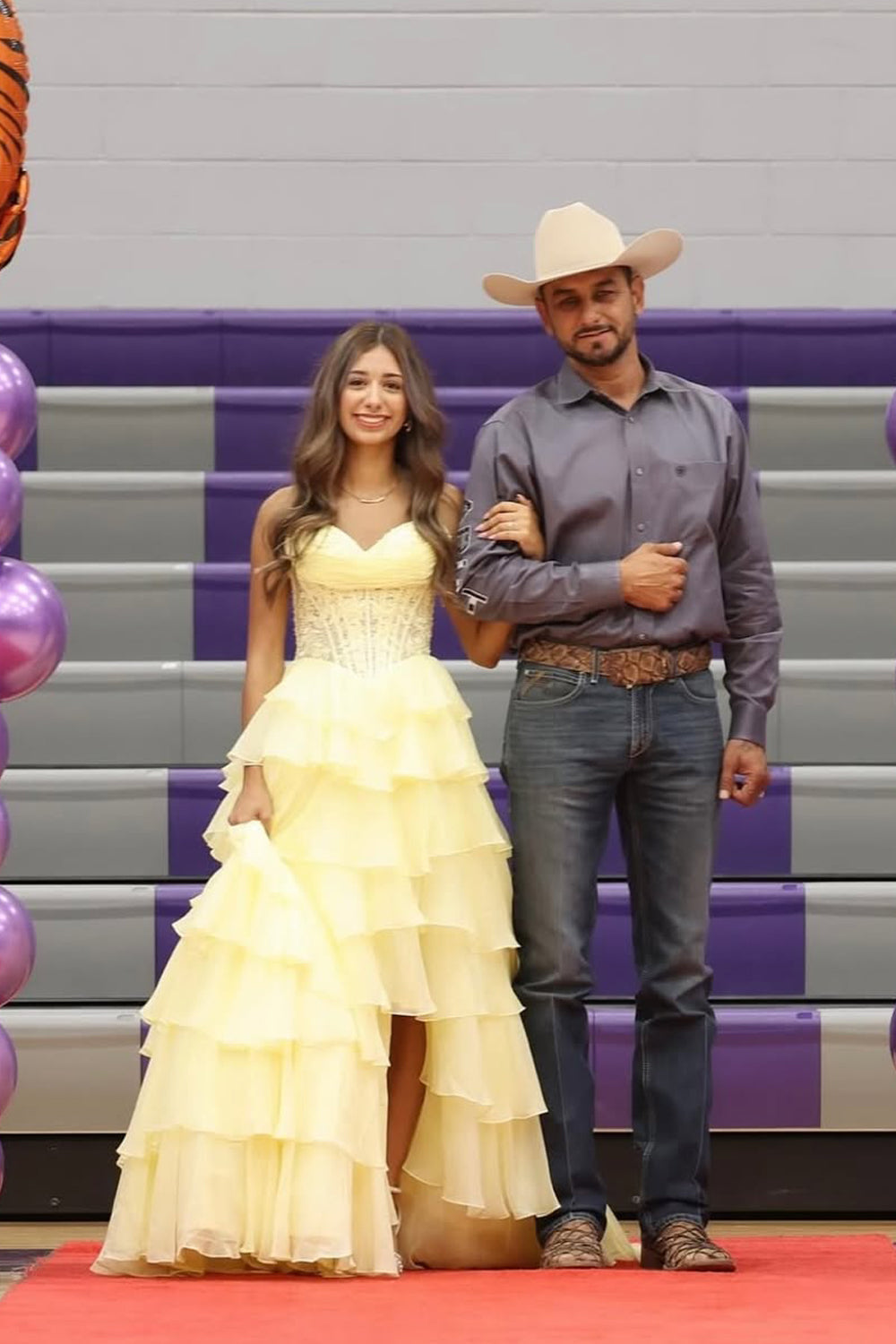 Fashion A Line Sweetheart Daffodial Chiffon Tiered Prom Dress