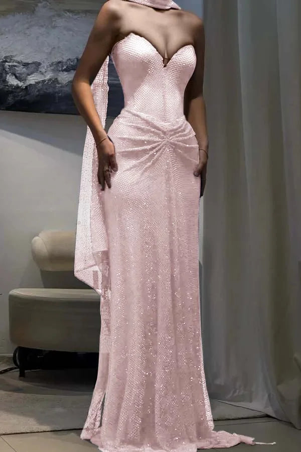 Dark Blue Sweetheart Sheath Strapless Prom Dress ZT0704