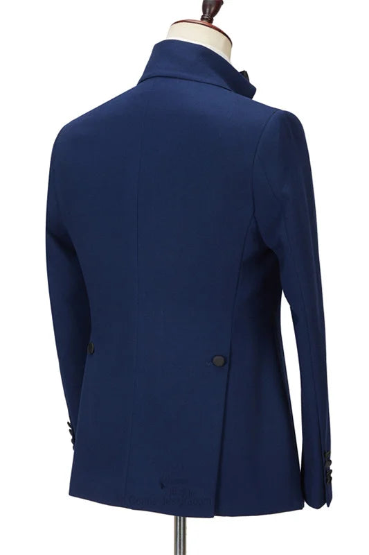 Formal Dark Navy Dinner Prom Suit Peak Lapel With Two Pieces For Men