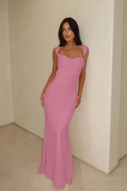 Blushing Pink Backless Slim Fit Prom Dress ZT0673