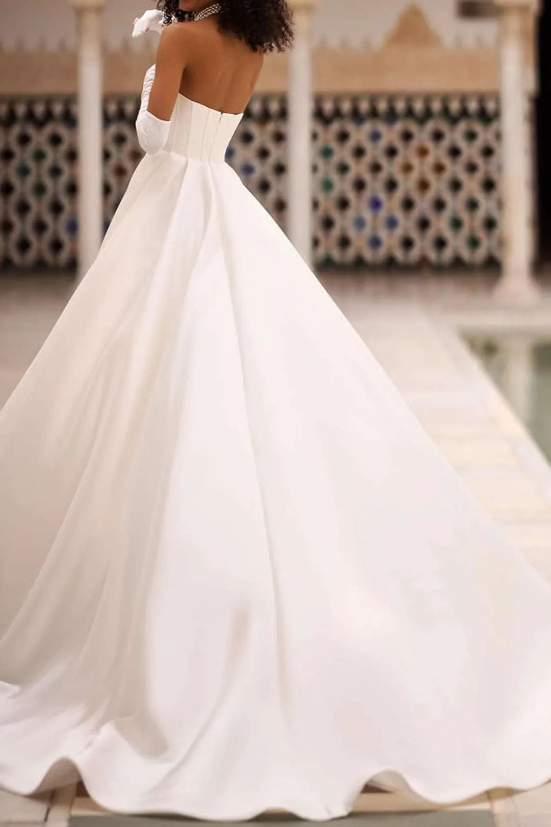 Strapless Sleeveless Pleats Long Wedding Dress