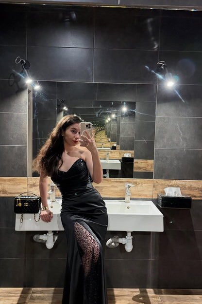 Charming Black Sweetheart Strapless Sleeveless Prom Dress