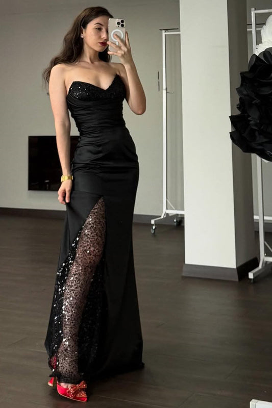 Charming Black Sweetheart Strapless Sleeveless Prom Dress