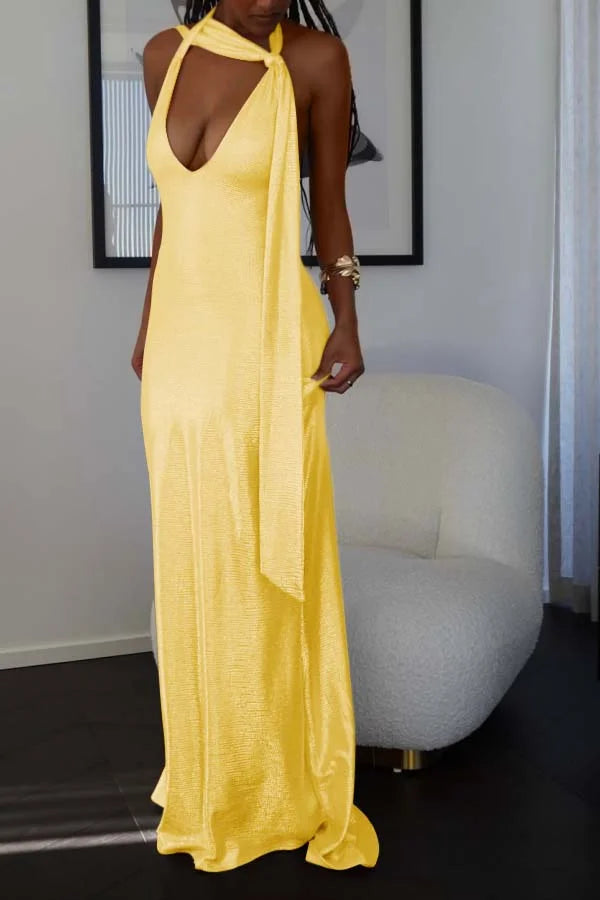 Pearl Pink Halter V-neck Sheath Shining Prom Dress ZT0665