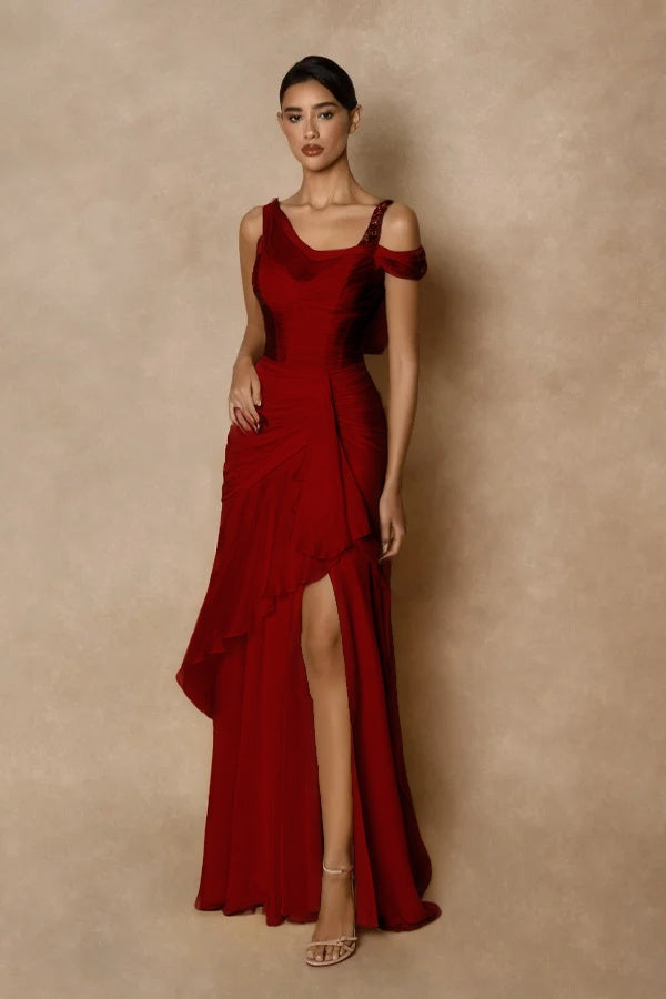 Wide shoulder straps Sleeveless Long Prom Dress