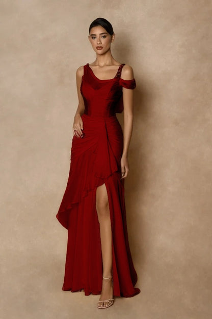 Wide shoulder straps Sleeveless Long Prom Dress