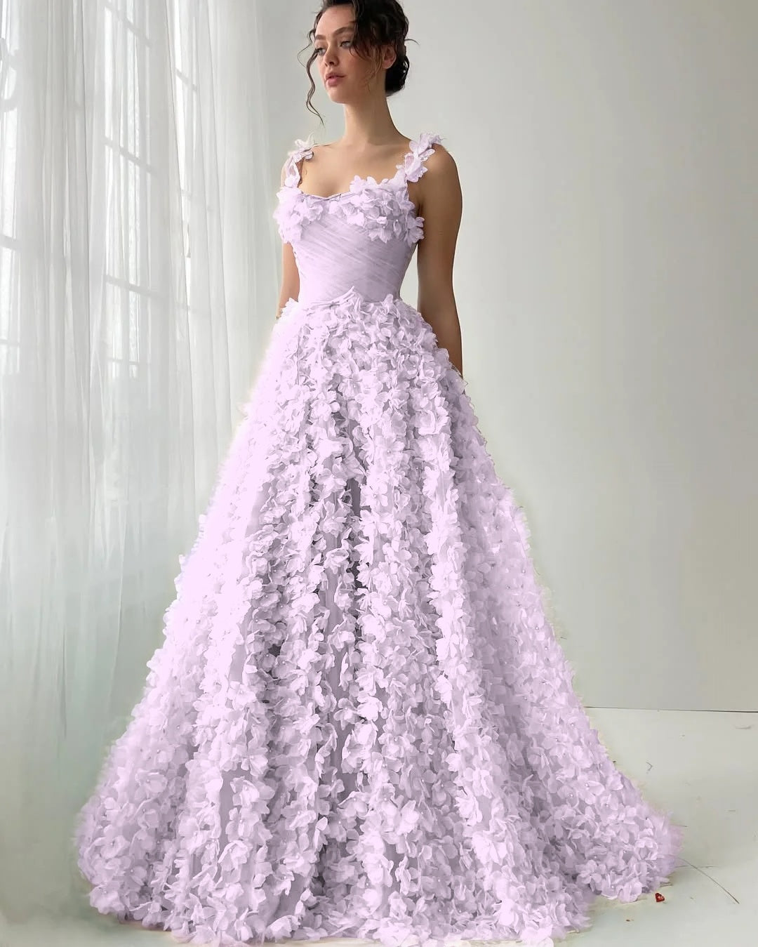 Square Neck Spaghetti Straps Sleeveless Long A-Line Prom Dress