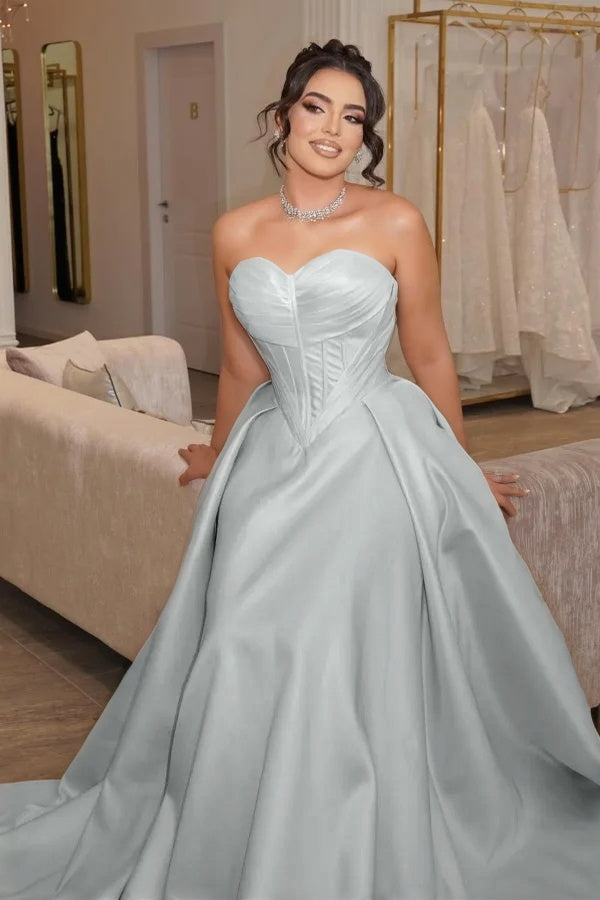 Strapless Sleeveless Long Pleated Mermaid Prom Dress With Corset