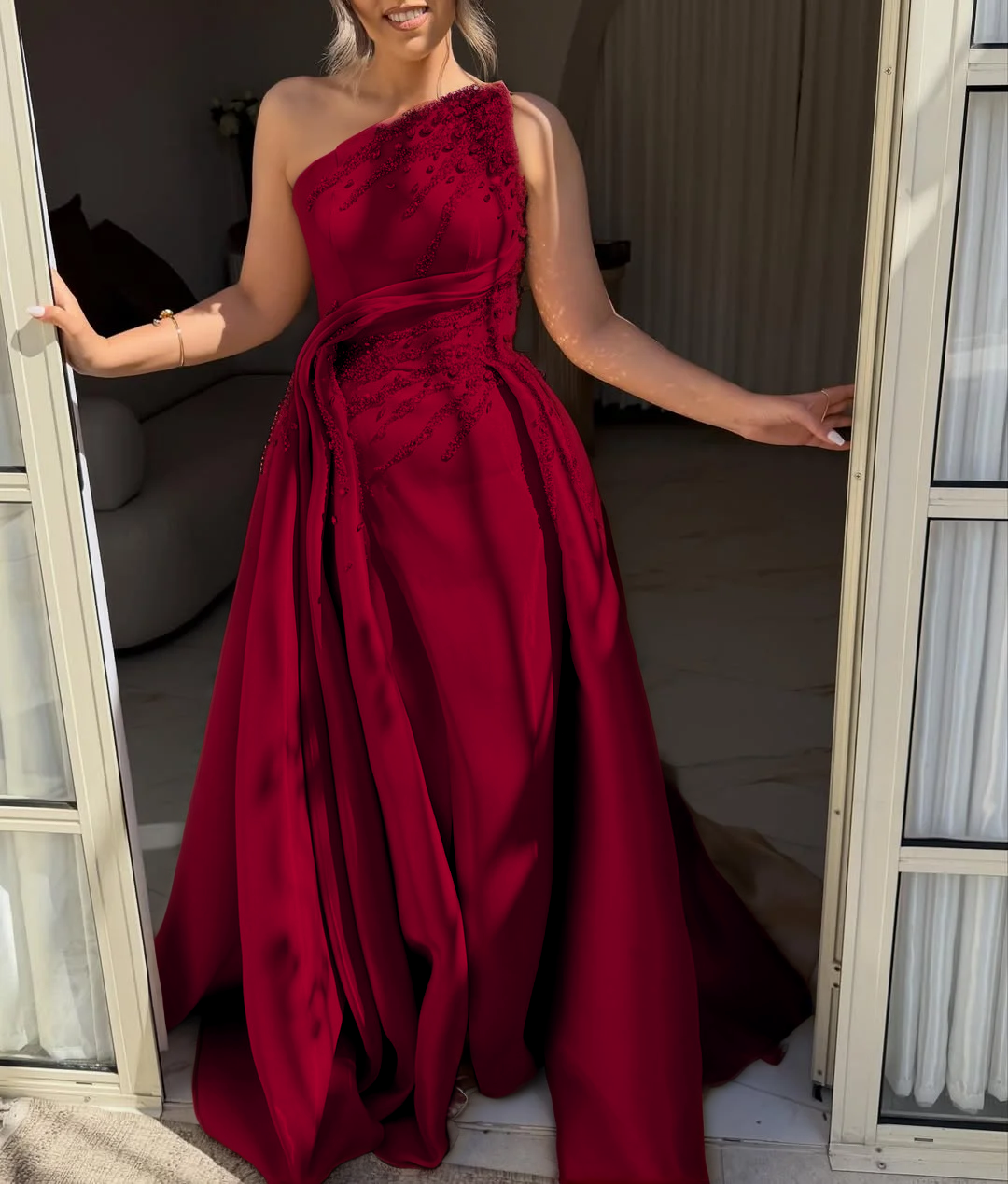 A-Line Rhinestone Sleeveless Evening Dress