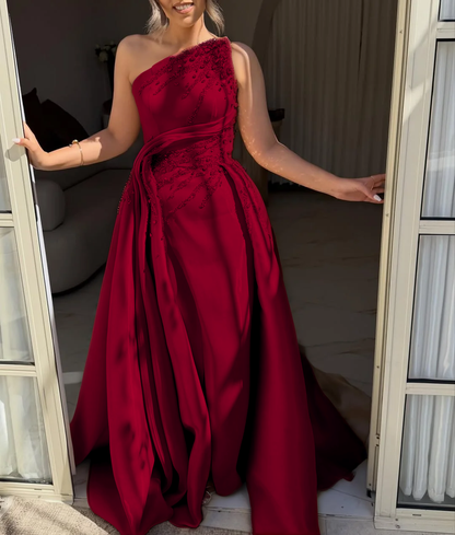 A-Line Rhinestone Sleeveless Evening Dress
