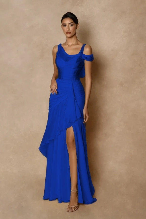 Wide shoulder straps Sleeveless Long Prom Dress