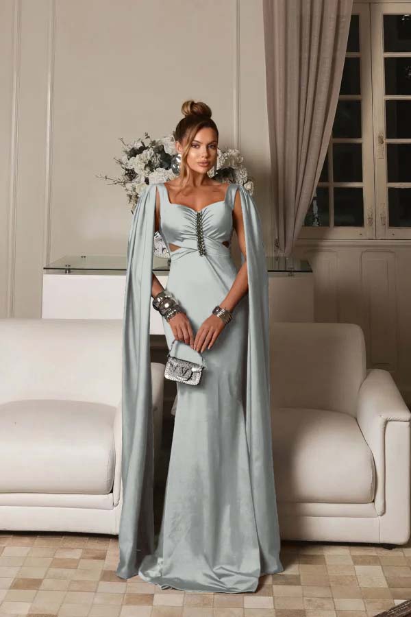 Fashion Blue Straps Prom Dress Slimming Sweetheart Mermaid Train