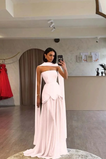 Ivory Strapless Pearls Spliced Prom Dress ZT0685