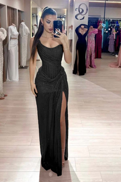 Strapless Sleeveless Mermaid Long Evening Formal Dress With High Split